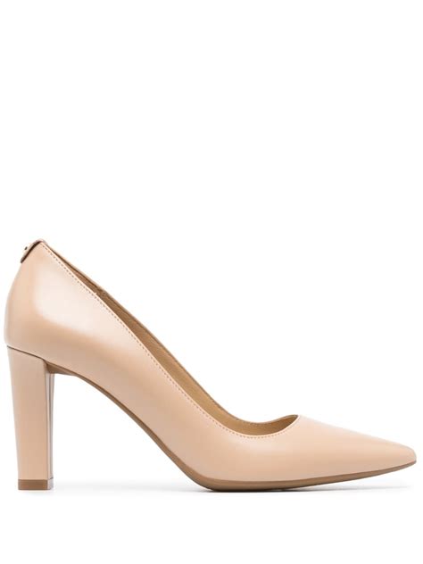 nude michael kors block heel shoes